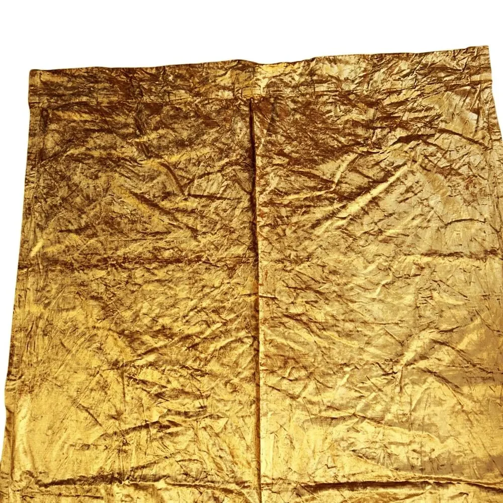 2 panels West Elm Gold Velvet Blackout Curtains 48x84”